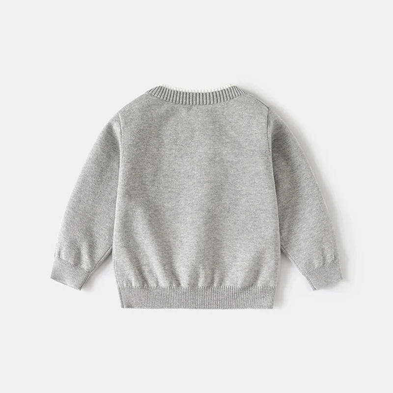 2026 Spring New Kids Fake Two Piece Sweater Warm 2-10Y Boys Knit Top Children Lightweight Layering Undershirt