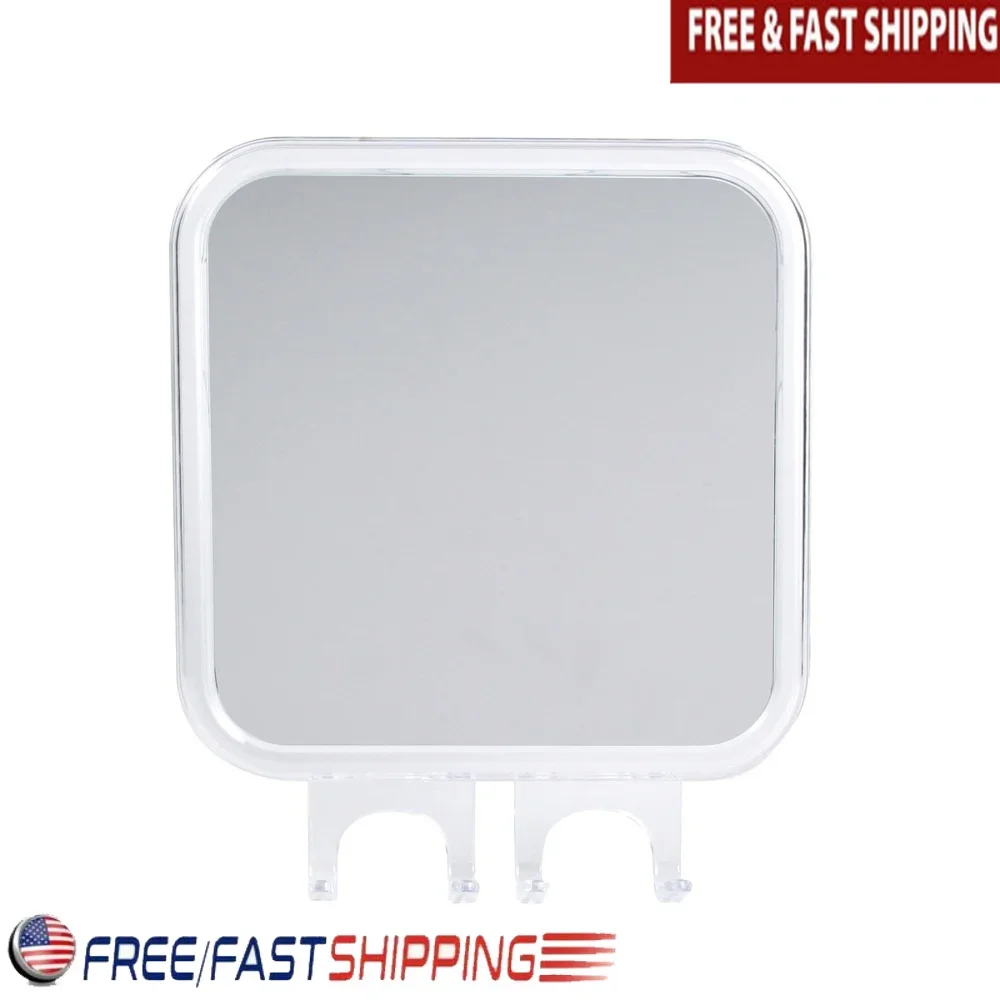 

5-дюймовое безутуманное зеркало для ванной комнаты на присоске, держатель для бритвы, крючки, безопасный прочный акрил