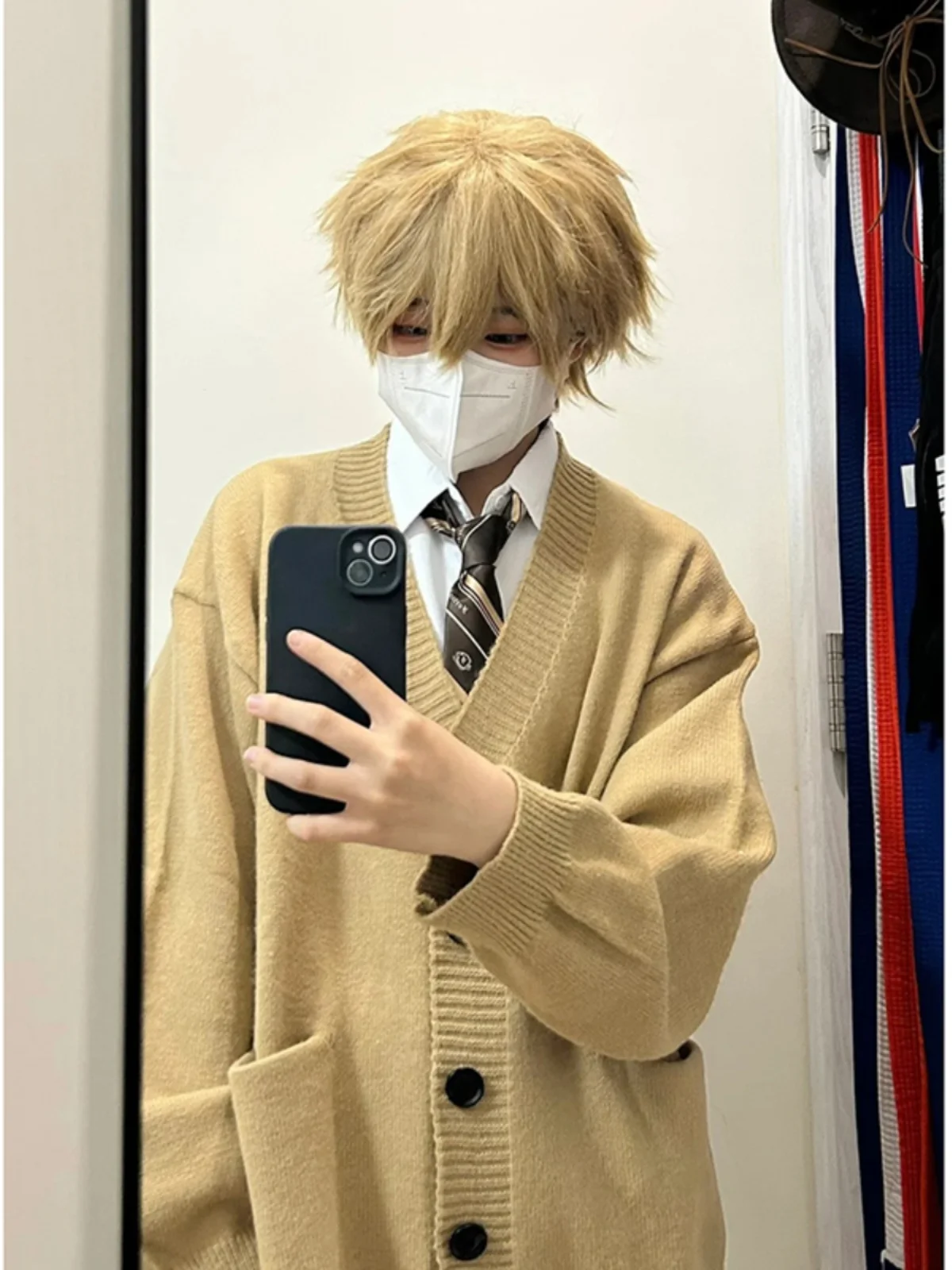 

Khaki V-Ne Knitted Sweater Men's Autumn Winter Sle Casual Loose Fit Open Cardigan Outerwear Trendy Lazy College Wind