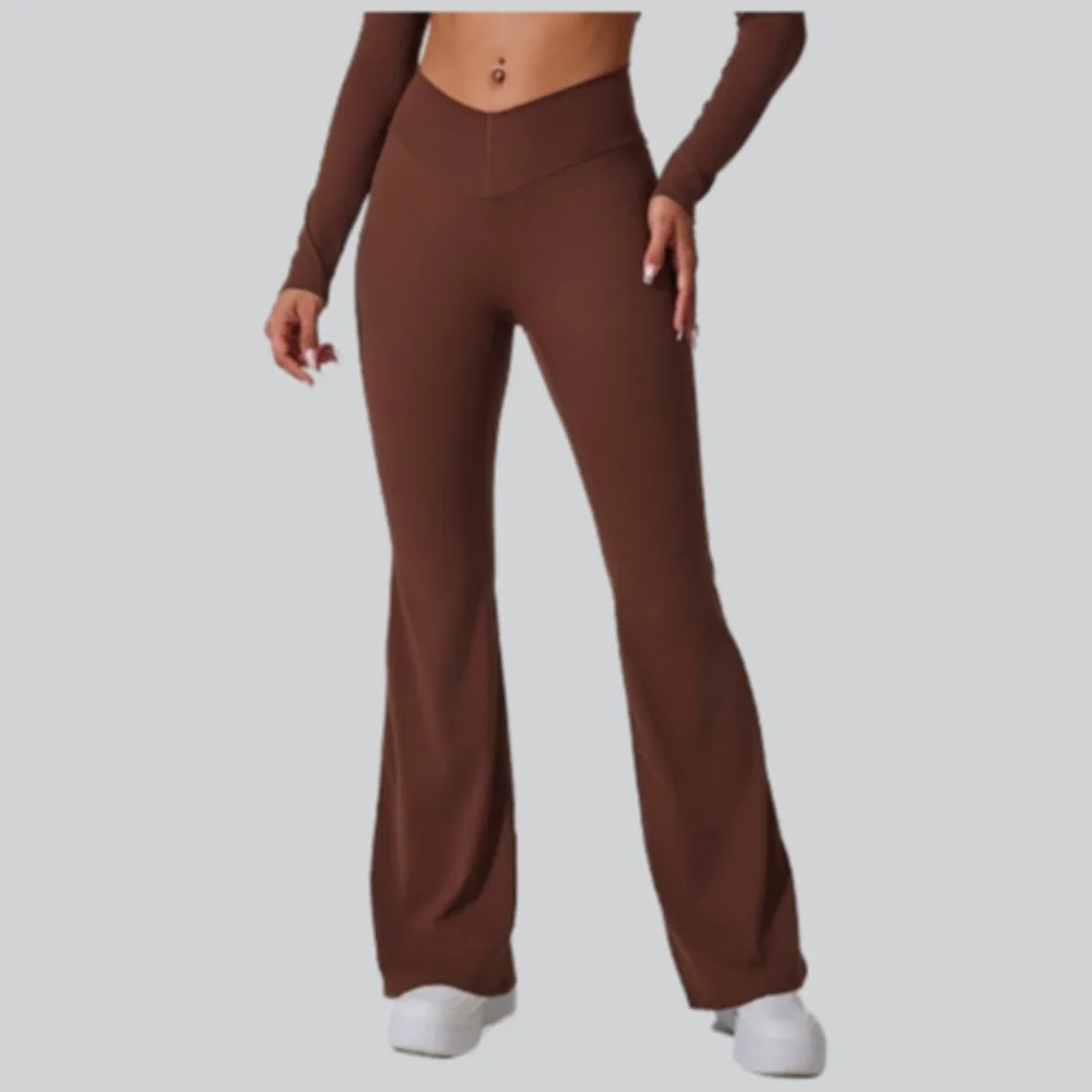 

Brushed Flare Leggings – V-Waist High-Rise, Tight Fit with Peach Butt Lift, Sculpting & Comfort for Yoga & Gym