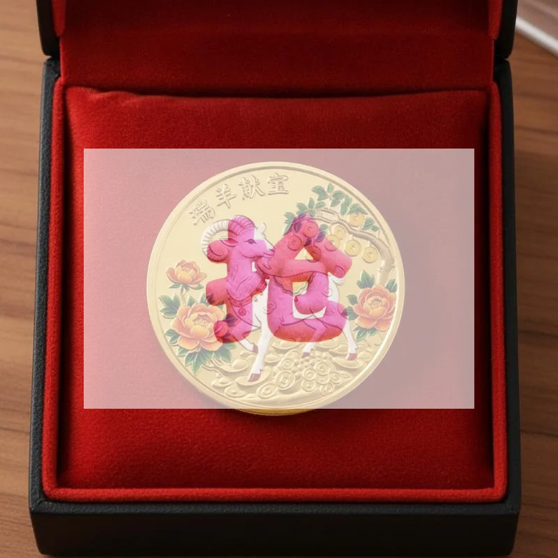 Art Craft New Year - เหรียญที่ระลึกปีแพะ 2027 เหรียญสะสมรูปปั้นแพะ ของขวัญปีใหม่ งานฝีมือโลหะรูปแพะ ของตกแต่งโชว์