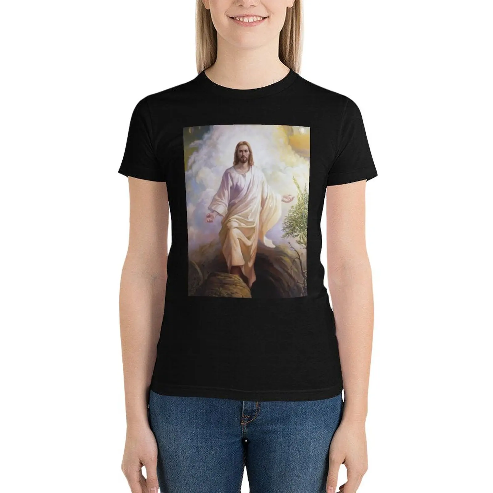 Jesus is risen and alive T-Shirt graphics cute tops kawaii clothes oversized workout shirts for Women