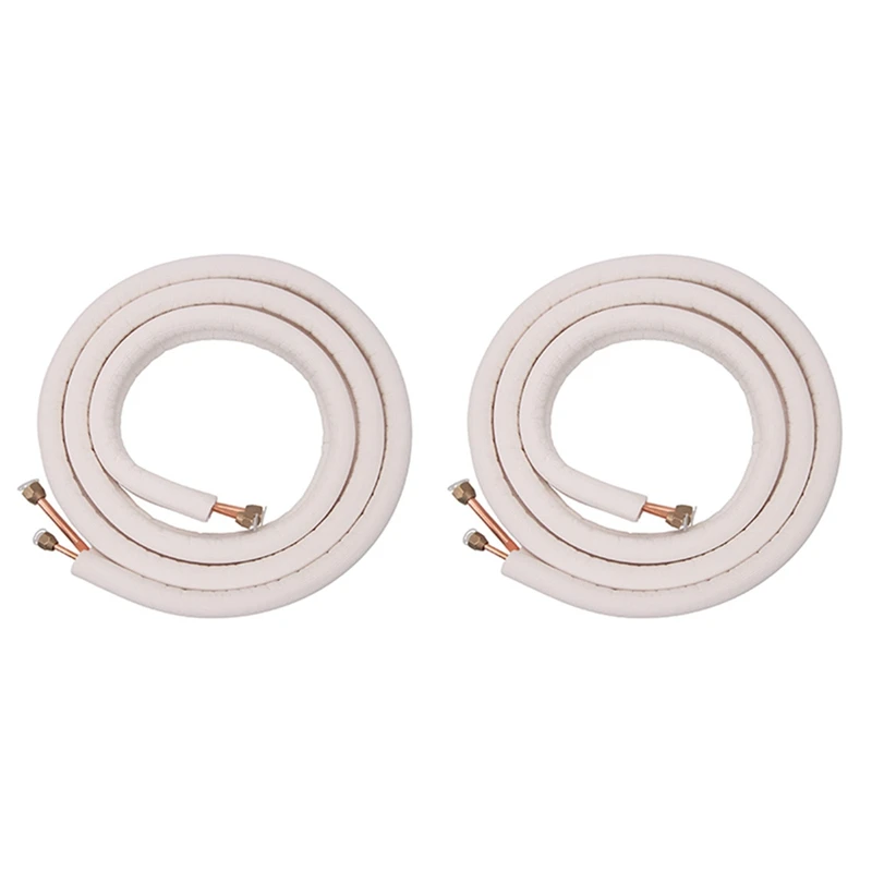 2 Pcs 3Meter Air Conditioner Pair Coil Tube 1/4In 3/8In Insulated Copper Line Wire Set Air Conditioner Refrigerant Tube