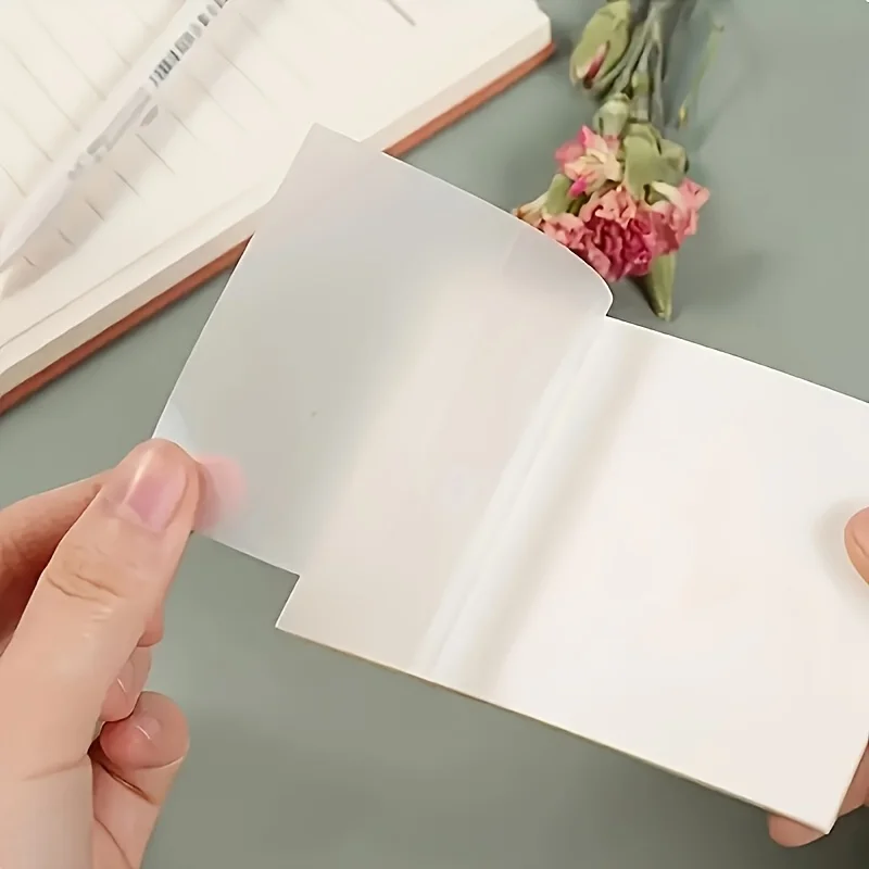 2PCS Transparent waterproof sticky notes，2.99x2.99Square self-adhesive notebook，Suitable for journaling and book annotations，Ver