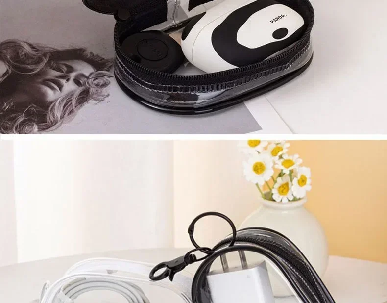 Mini Transparent Storage Bag with Zipper, Travel Data Cable Charger Dustproof Portable Storage Bag,Headphone and Charger Case