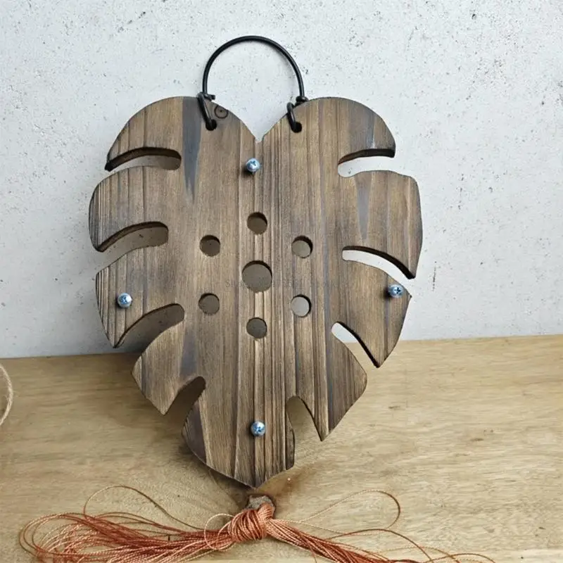 حامل زرع خشبي معلق مصنوع يدويًا من أجل سرخس الستاغورن وتسلق الكرمة المزخرف على الحائط يتضمن خطافًا معدنيًا متينًا