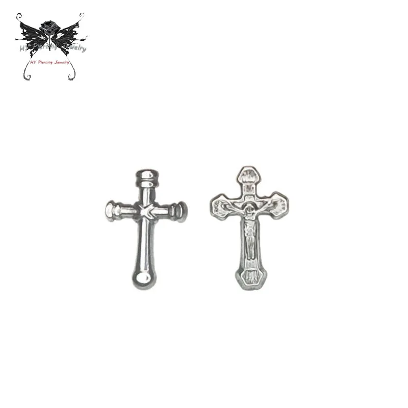 

【Halloween deals】F136 Titanium Alloy Vintage Cross Punk Unisex Earrings with Internal Thread for Body Piercing