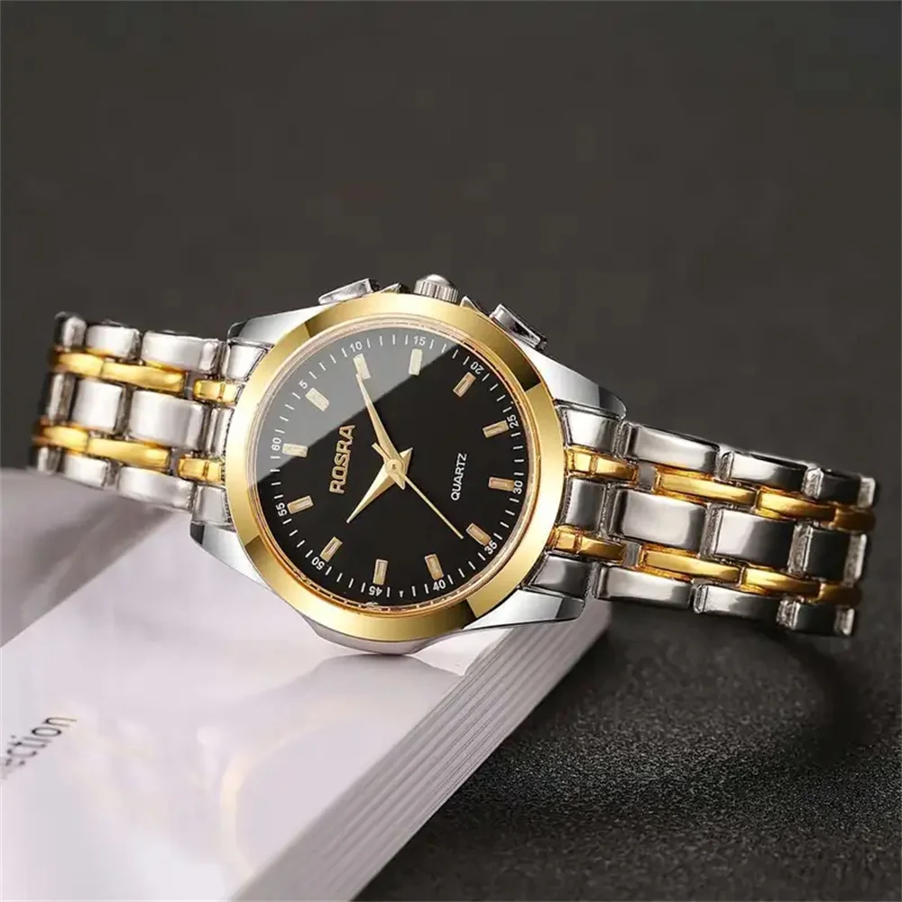 Fashionable and simple couple quartz watch set - 2 pieces/set, elegant dial design, business style
