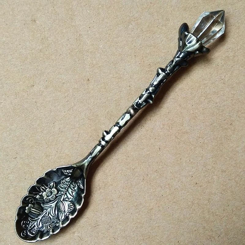 F26C 6 Pieces European Alloy Table Coffee Spoons Tableware Sets Fruit Fork Decoration Dessert Spoons 3 Colors to Choose