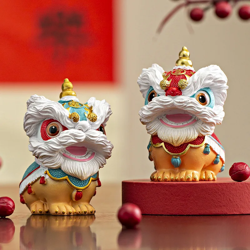 Lion dance creative ornaments, high-end niche tabletop, tea table decoration handicrafts, birthday gifts