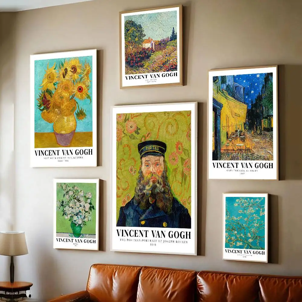 V-Van Gogh Art طباعة وملصقات ذات نوعية جيدة غرفة عتيقة ديكور المنزل مقهى لوحة جدارية فنية جمالية #4