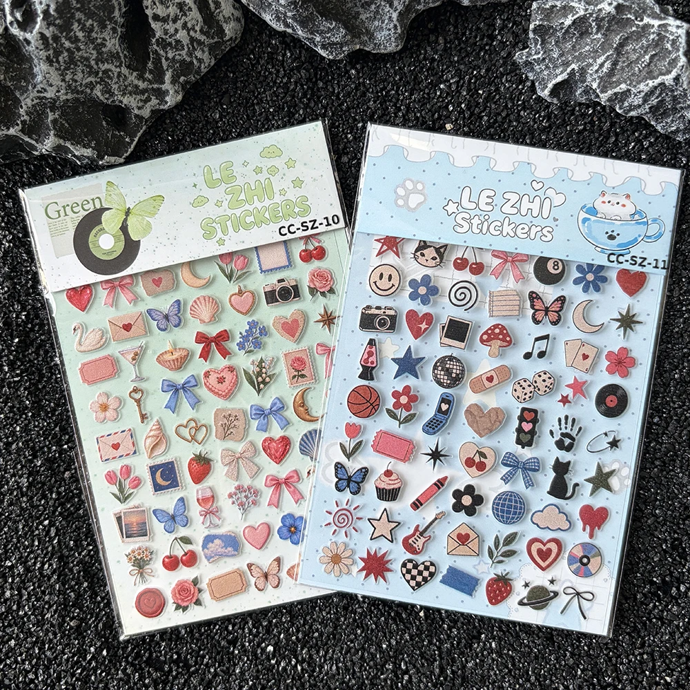 3D Vintage Nail Art Stickers Retro Collage Bow Heart Flower Butterfly Travel Design Self Adhesive Nail Decals DIY Manicure Decor