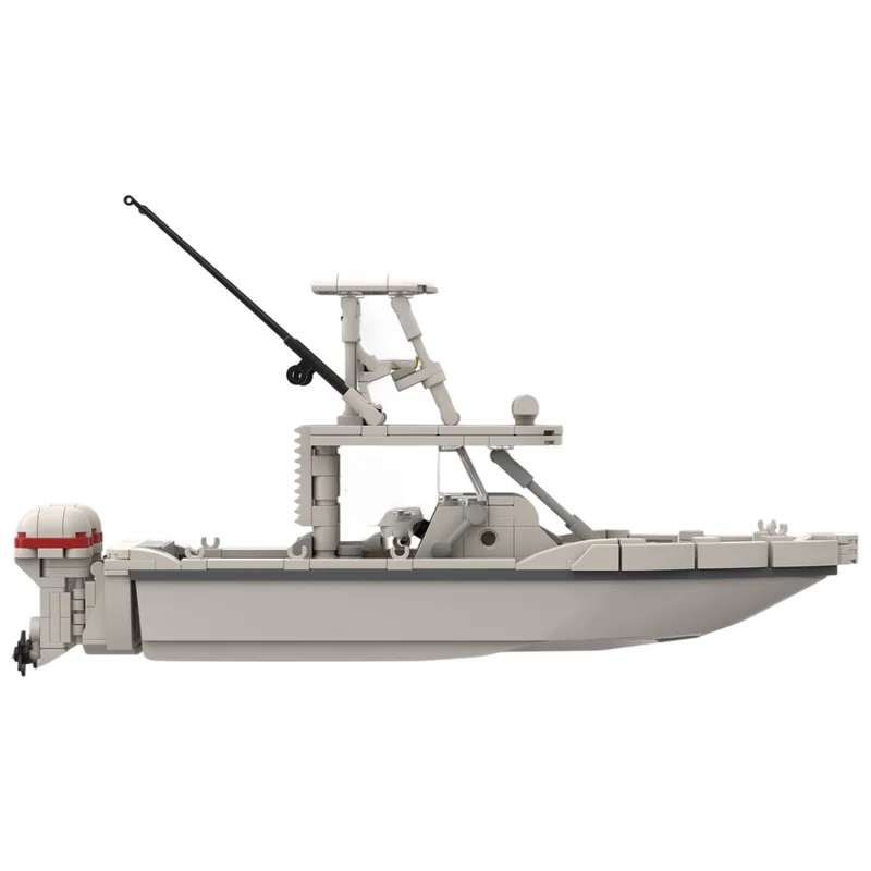 Offshore Sport Fishing Boat Luxury Ocean Yacht Model MOC Building Blocks DIY Assembly Brick Desktop Collectible