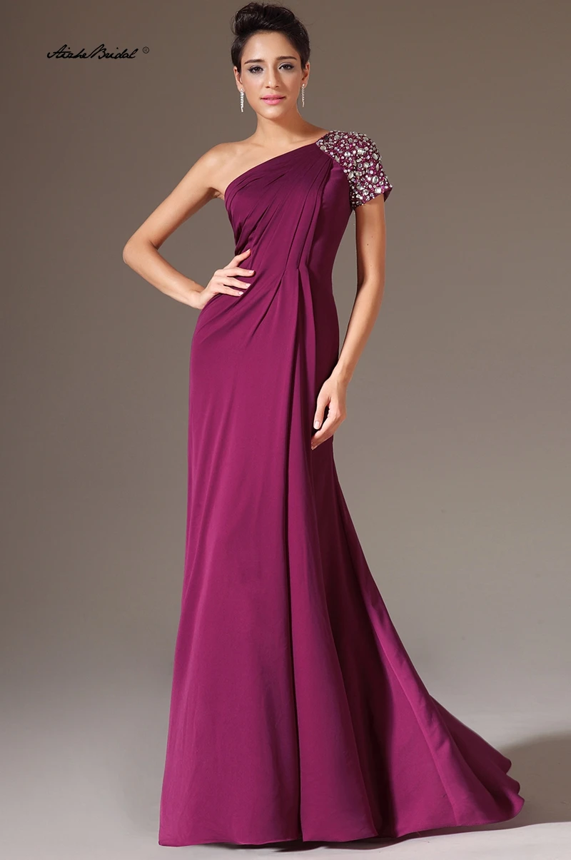 

Long Formal Dresses 2026 Elegant One Shoulder Evening dresses with Beaded Sleeve