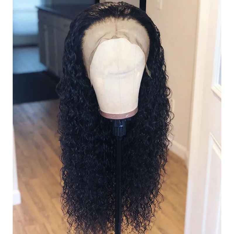 Curly Black White Comfortable Wowangel Wigs Ombre Raw Human Hair Water Wave Lace Closure Wig Cheap Wigs Easy Wear For Beginners