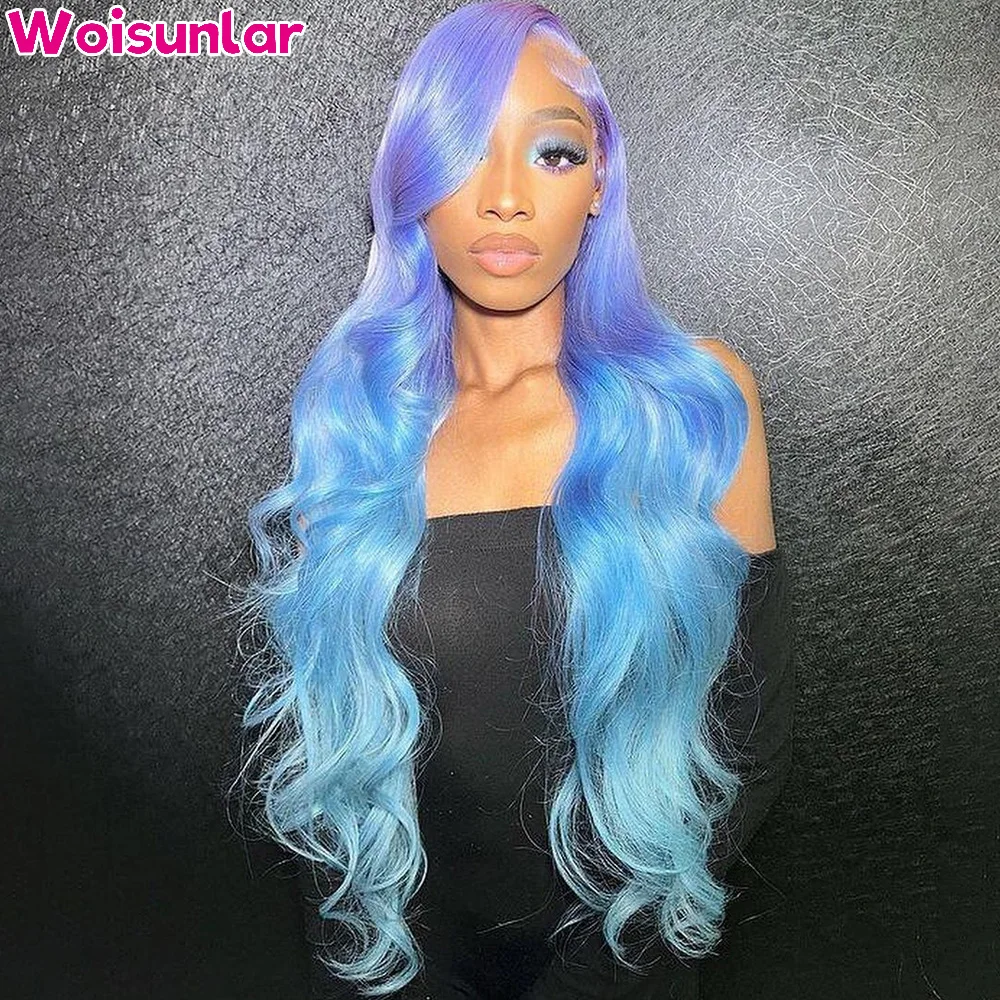 Ombre 613 and Pink Body Wave Ombre Purple and Blue Transparent 4x4 Lace Closure Human Wig Hair For Women Human hair wigs 100%