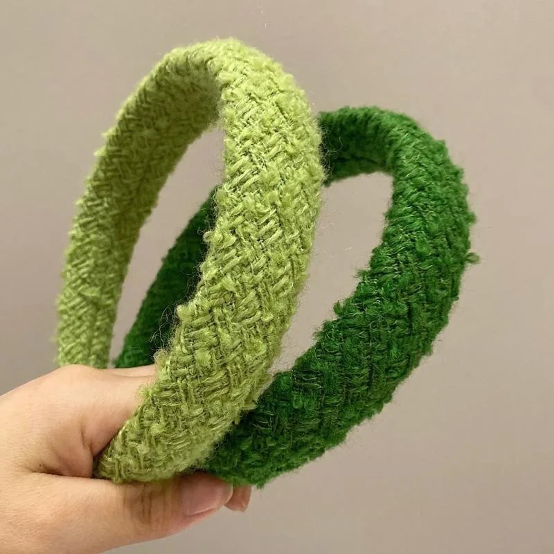 Women Girls Autumn Winter Green Sponge Padded Hairband Headband Adult Hair Accessories Hair Jewley