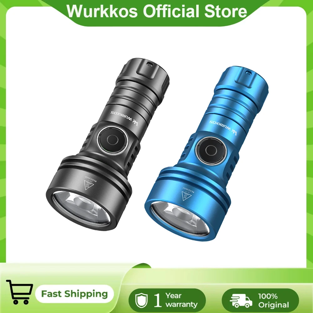 Wurkkos TS11 V2 High Performance Thrower Flashlight  1600 Lm 500m Beam Range Anduril 2.0 UI & USB-C Charging (Compact EDC Model)