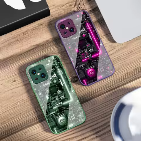 Machine device orange For Oppo Find X5 X8 Pro X2 Lite X7 Ultra F11 23 Reno4 Z 6 Pro A72 58 78 73 16 98 A54S Glass Phone Case