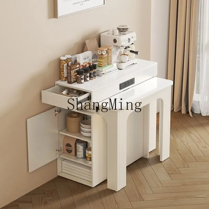 

CL Dining Table Extendable Island Table Home Board Dining Table Family Gathering Multi-Functional Cream Style Integrated