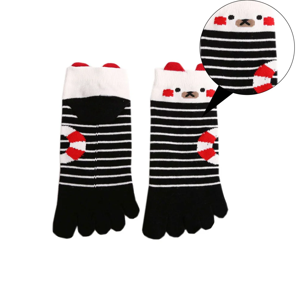 

4Pairs Christmas Five Toe Socks Cute Jacquard Design Warm Soft Cotton Xmas Gift for Friends Festive Five Finger Socks