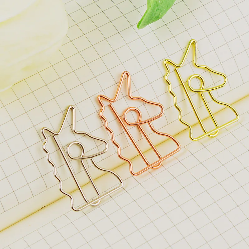 Cartoon Animal Metal Paper Clip Rose Gold Horse Head Shaped Paper Clips Wholesale Creative Paperclip Gold Personalized Bookmark