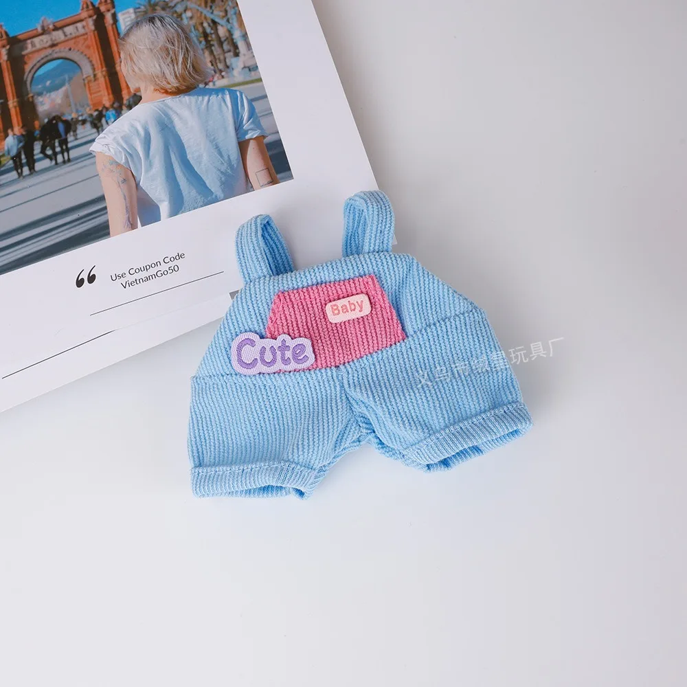 Corduroy Doll Overalls Shorts Kawaii Letter Decor Mini Strap Pants BJD For 13-17cm Plush Doll Clothes Dress Up Accessories
