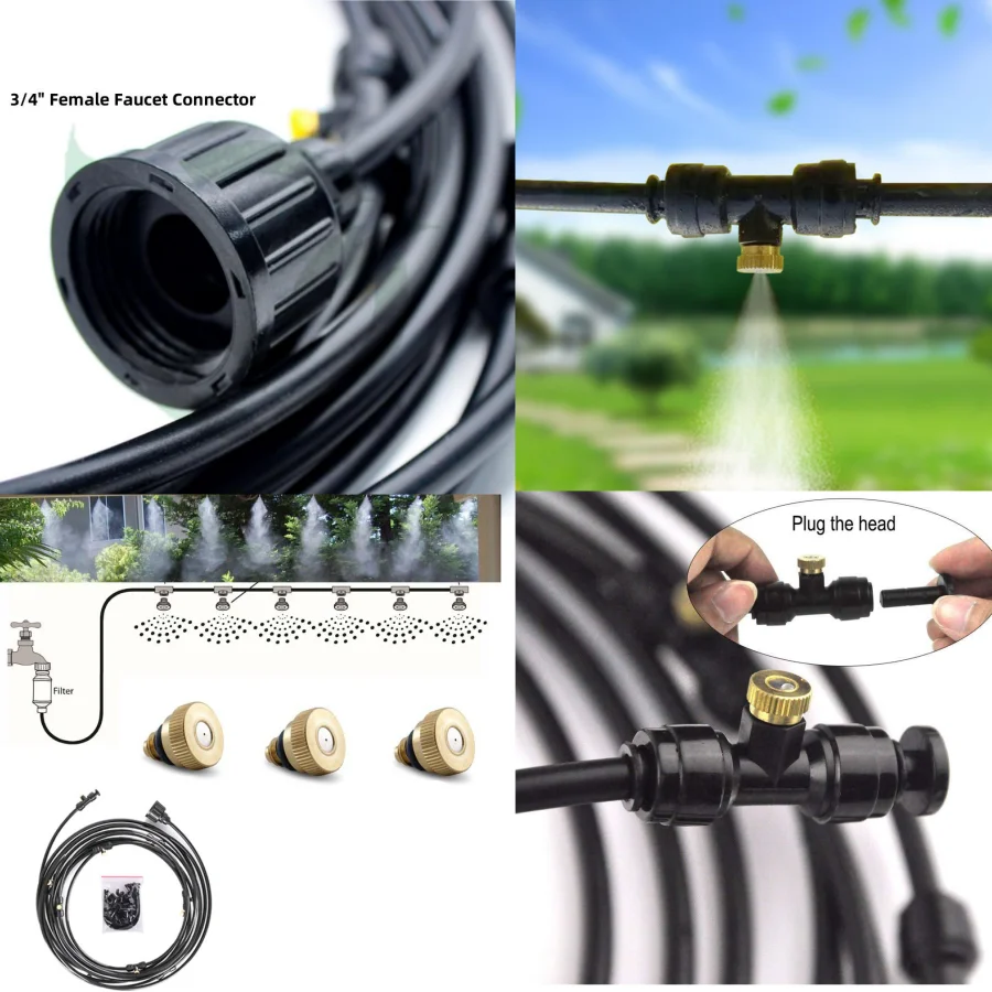 Cooling Water Fog Mist Sprayer Irrigation System Garden Outdoor Trampoline Sprinkler Kit Spray for Plants Home