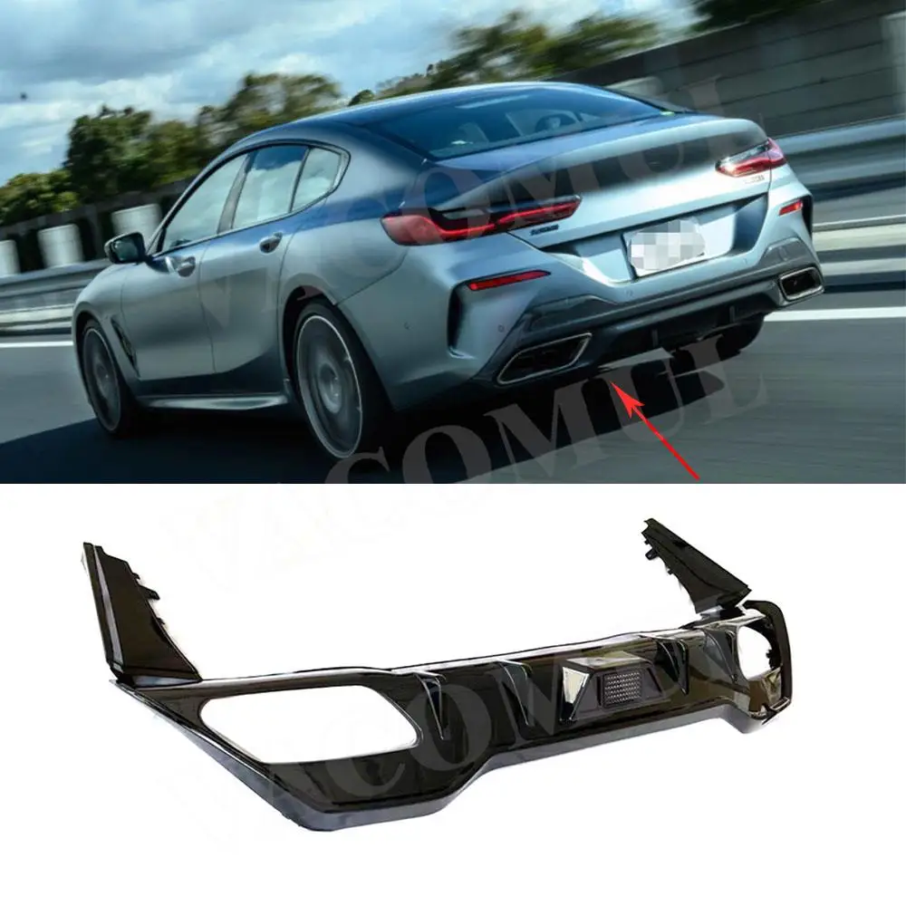 VACOMUL Carbon Fiber Rear Bumper Diffuser Lip for BMW 8 Series G16 M Sport 4 Door 2021+ OO-OO With LED Light Rear Splitters Lip