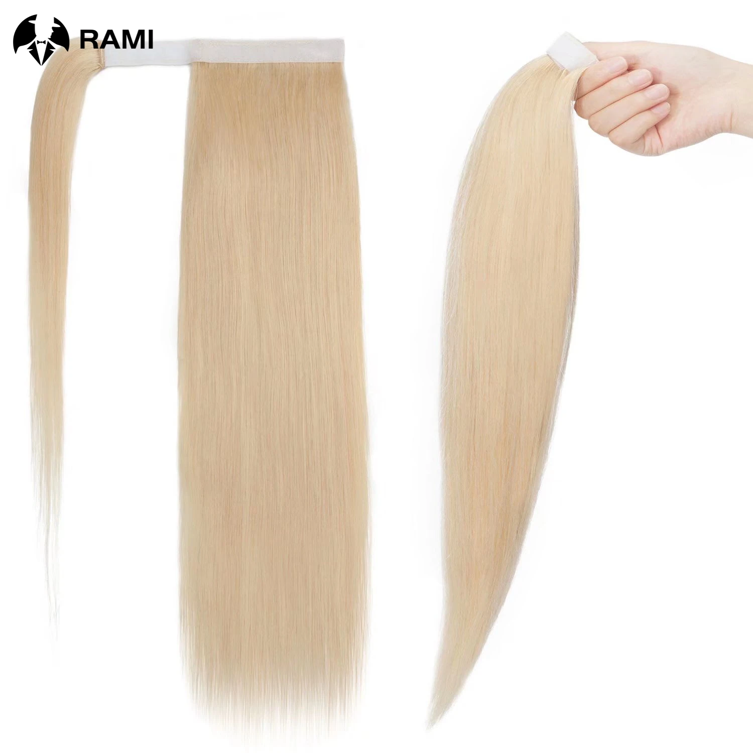 Extensions de cheveux humains blonds pour femmes, extension de queue de cheval naturelle, cheveux raides Remy, clip rond