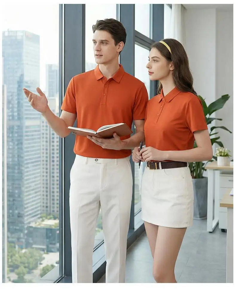 Neues Sommer-Eisseide-POLO-Shirt Kurzarm Professionelles T-Shirt Nahtlos Weich Hochwertig Einfarbig Firmen-Gruppenuniform – Detail 15