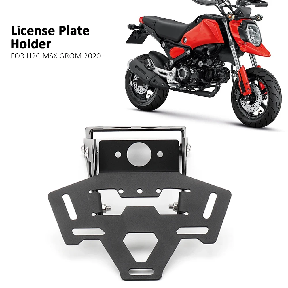 

For HONDA H2C MSX GROM Motorcycle Black License Plate Holder H2C Msx Grom Fender Eliminator Registration Bracket 2020 2021 2022