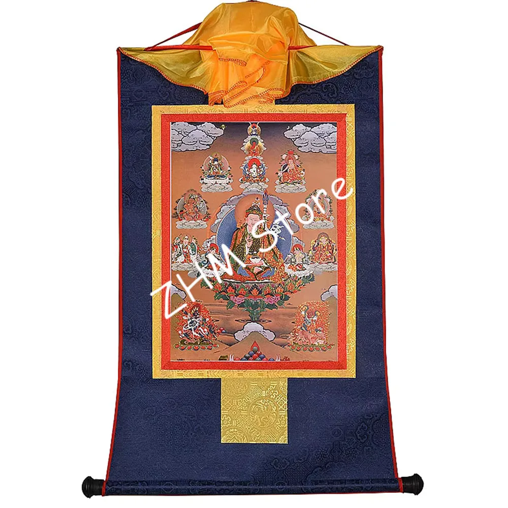 

Tibetan Tangka Gold Print Buddhist Lotus Eight Buddha Painted Figurine Home/Temple/Living Room Hanging Dragon Decorate Craft