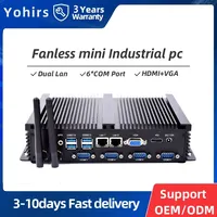 Yohirs Industrial Fanless Mini Computer Intel Core I5 3317U Celeron 1037U 2xRJ45 Lan 4xRS232 COM 8USB Rugged Micro PC Win7 XP OS