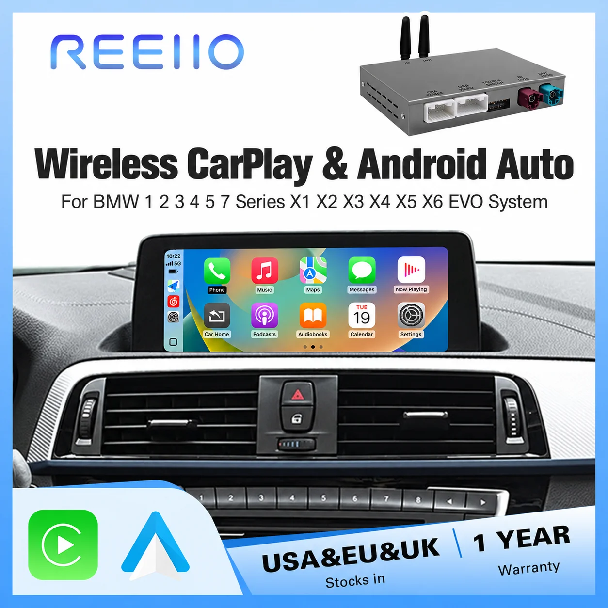 Modulo di aggiornamento retrofit CarPlay wireless per BMW NBT EVO Serie 1 2 3 4 5 6 7 X1 X3 X4 X5 X6 MINI F56 F15 F16 F25 F26 F48 F10 F22 F20 F30 F32