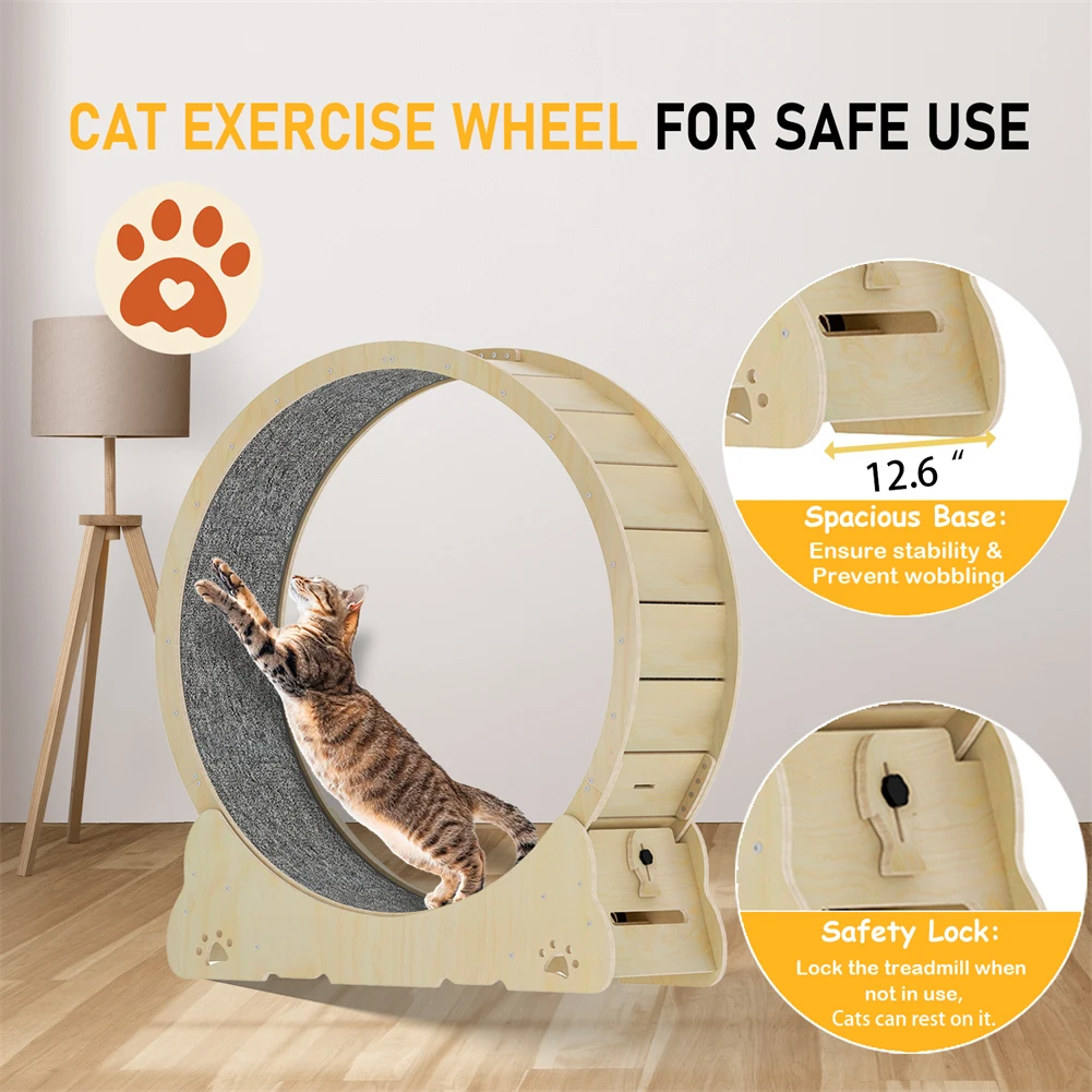 US STOCK 40 In Cat Exercise Wheel Indoor Minimized Gap Design Low Noise Safety Cat Treadmill With Lock For Physical Activity