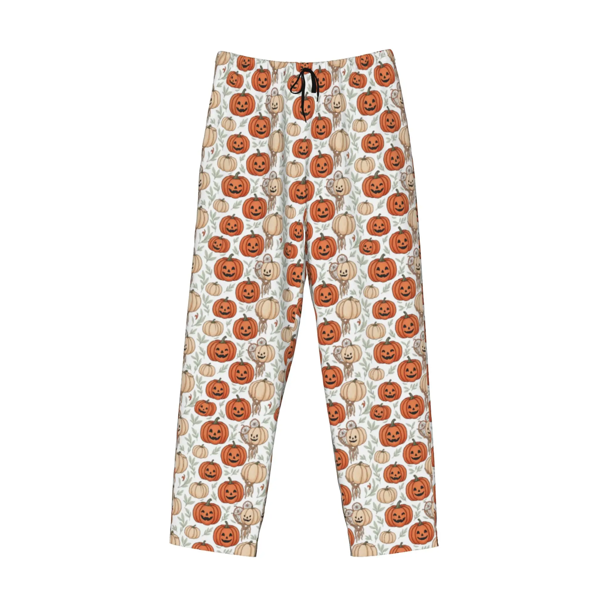 Custom Halloween Pumpkin Pajama Pants Sleepwear Men Elastic Waistband  Sleep Lounge Bottoms with Pockets - view 3