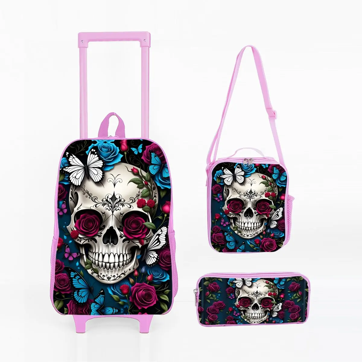 

Набор сумок на колесиках с принтом пингвина и коробкой для обеда, сумка для ручек с колесами, школьная тележка, рюкзак, сумка для девочек/мальчиков