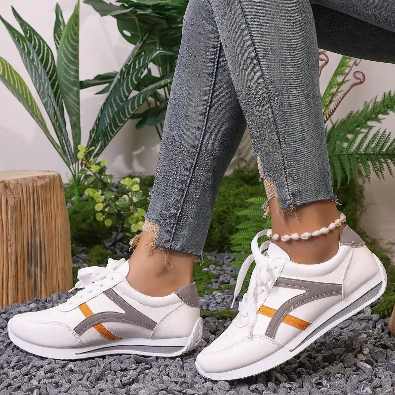 New Style Small White Shoes Women's Flat Leather Matching Running Shoes Women's Casual Sports Women's Luxury Shoes Zapatos Mujer