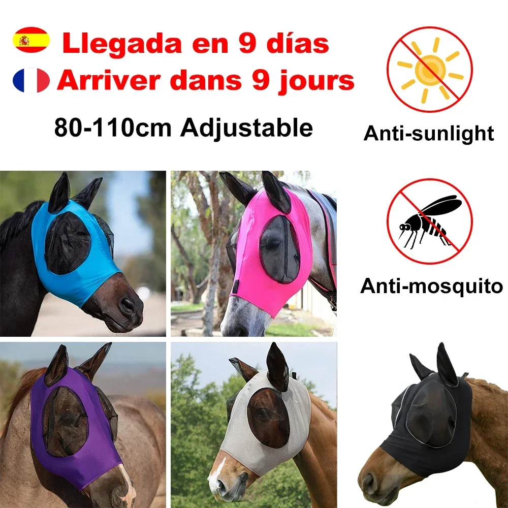 Máscara do voo do cavalo, 1 parte, anti-mosca, anti-mosquito, malha ajustável, respirável, conforto, fontes equestres