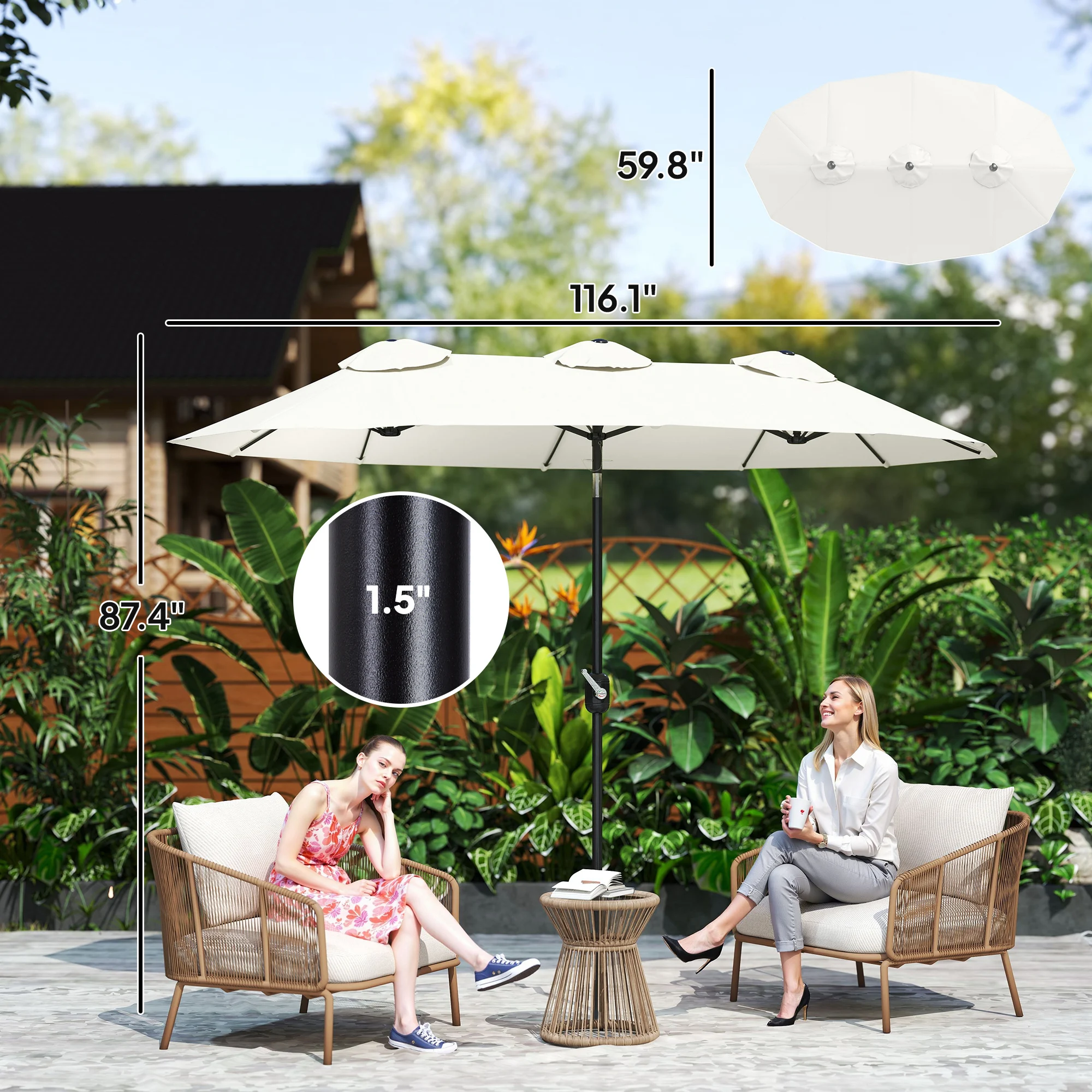 9.7' Double-Sided Patio Umbrel - Outdoor Furniture With Umbrella ulasan dan harga