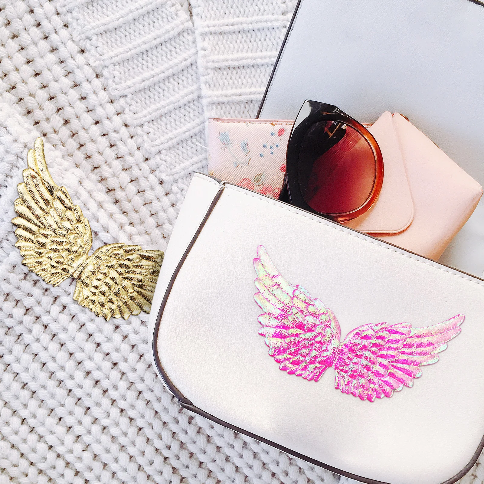 

24 шт., украшение в виде крыльев ангела, блестящие мини-крылья «сделай сам», для рюкзака, костюма, изготовление тканевых крыльев, украшения, аксессуары для рукоделия