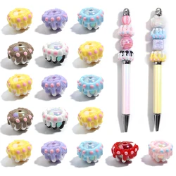 5 Pcs/lot Hand Painted Acrylic Beads Cute Cake Series Loose Ball Bead for Jewelry Beaded Accessories DIY Bracelet Key Chain