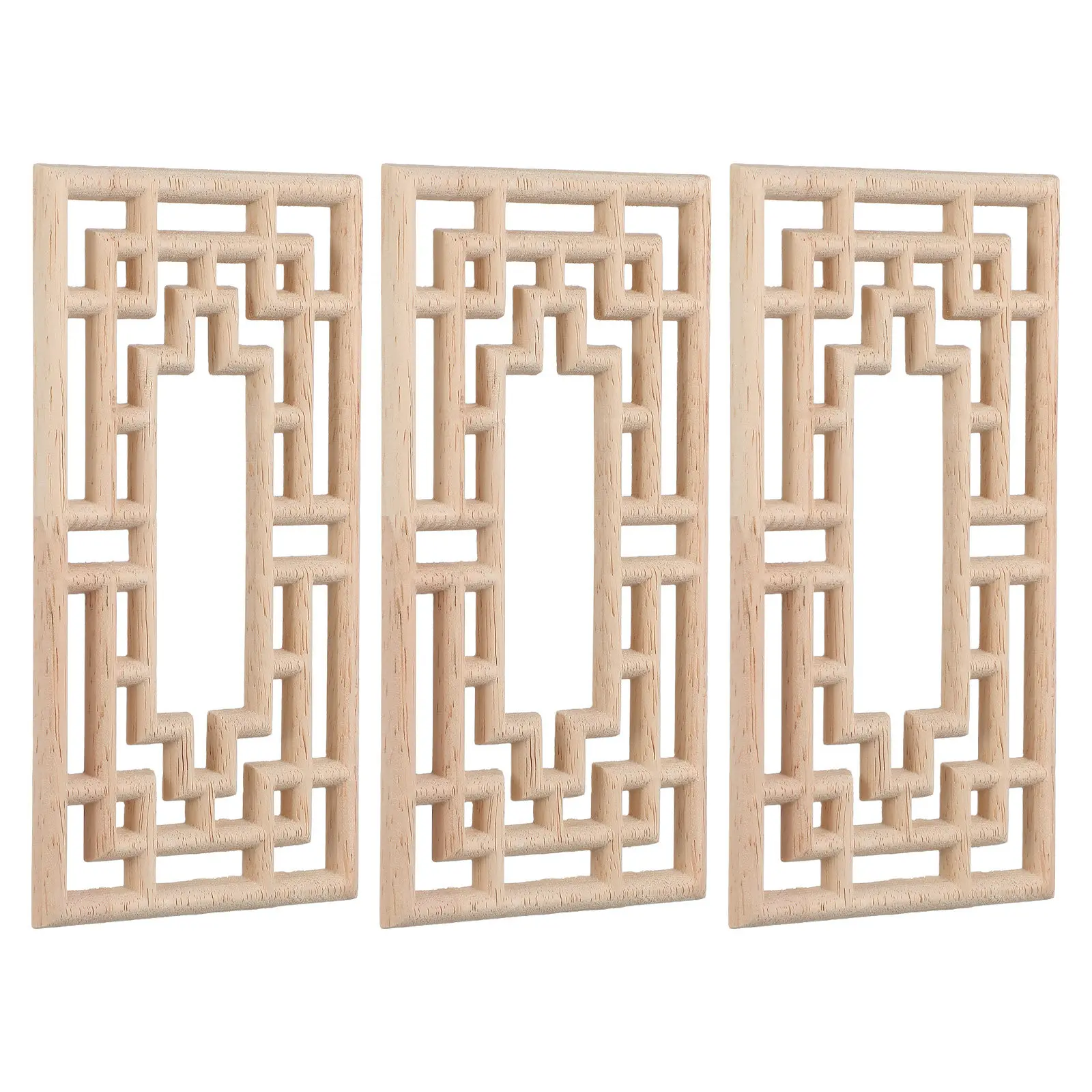 3Pcs Wood Carved Onlays European Style Ornate Applique for Furniture Wardrobe Door Cabinet Decorative Wood Applique Set