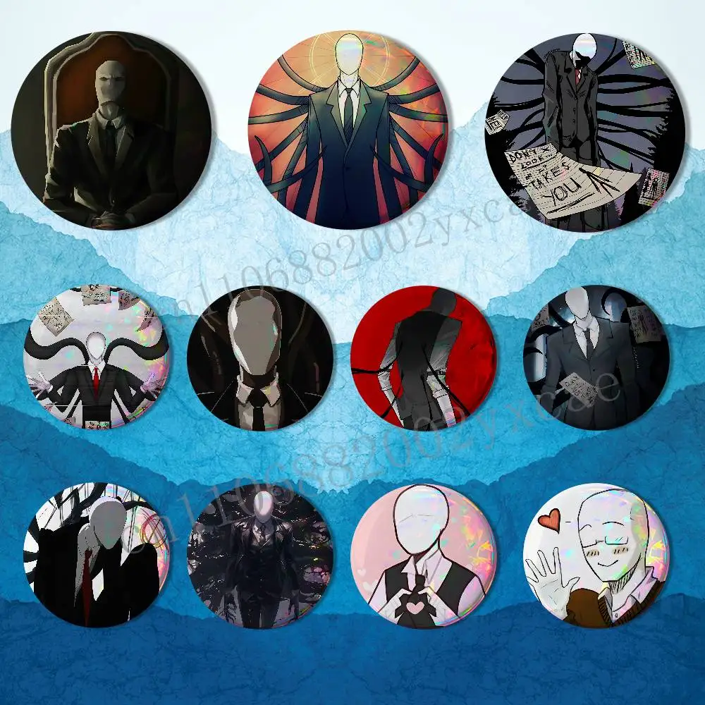 

game cool Slender Man HD Print 58mm 44mm Round Lapel Pins Pretty Derby Round Display Brooches Brooch Badges