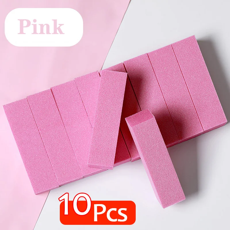 10Pcs Pink Nail Buffer Blocks, 4 Way Sponge Nail Sanding Buffing Block, Nail File for Manicure Pedicure Nail Art Tools