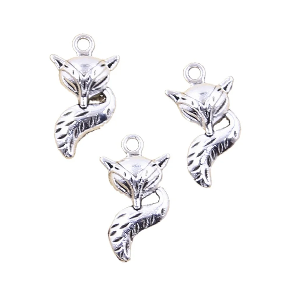 12 sztuk Charms zwierząt Fox 23x13mm antyczne srebro kolor zawieszki dokonywanie DIY ręcznie robione tybetańskie znalezienie biżuteria