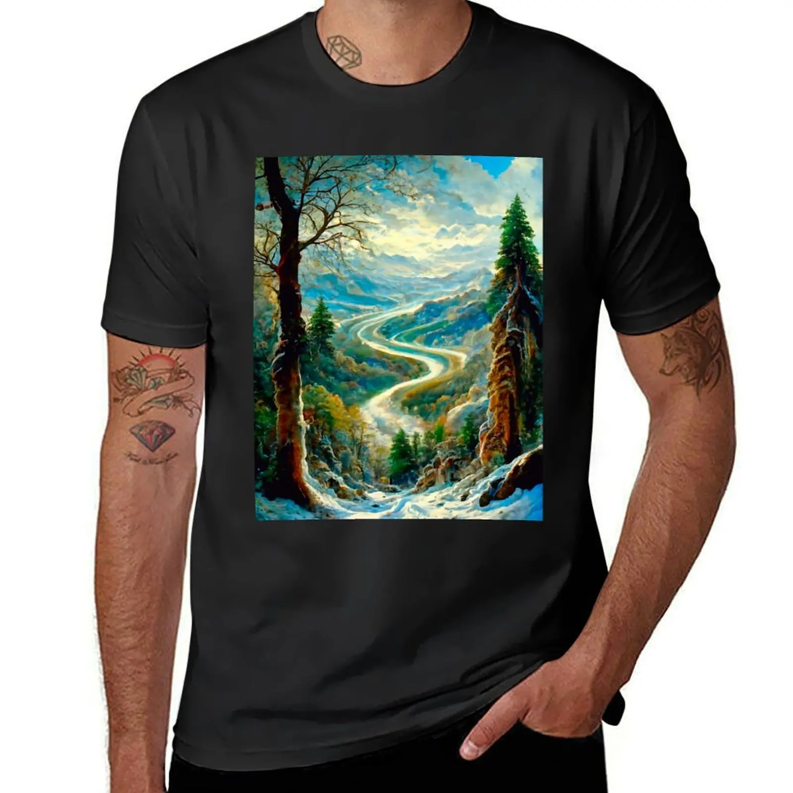 Snow forest T-Shirt vintage heavyweights fitted t shirts for men