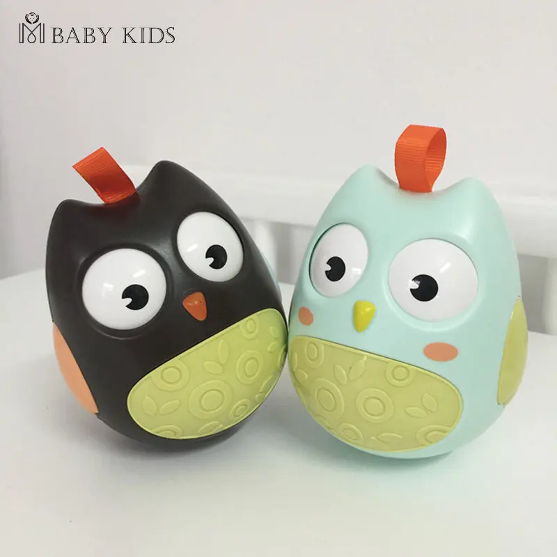 Cute Baby Toys Nodding Moving Eyes Owl Doll Baby Rattles Gifts Baby Roly Poly Tumbler Toy With Bell Toys For Children