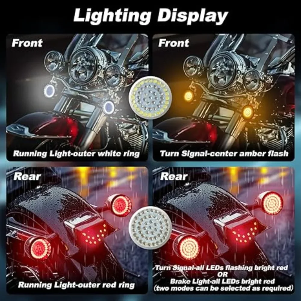 Motorcycle 2PCS 1157 Front Rear LED Turn Signal Lights Bulbs Kit for Bullet Style Harley Touring Street Road Glide 1986-2023